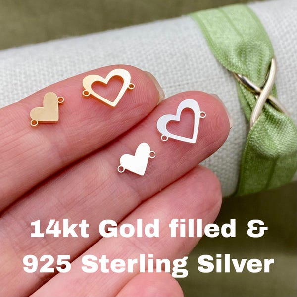 Heart Connector Mother Daughter - 14kt Gold Filled & Sterling Silver Permanent Jewelry Connectors Heart in a Heart Cut Out - USA L51 L52