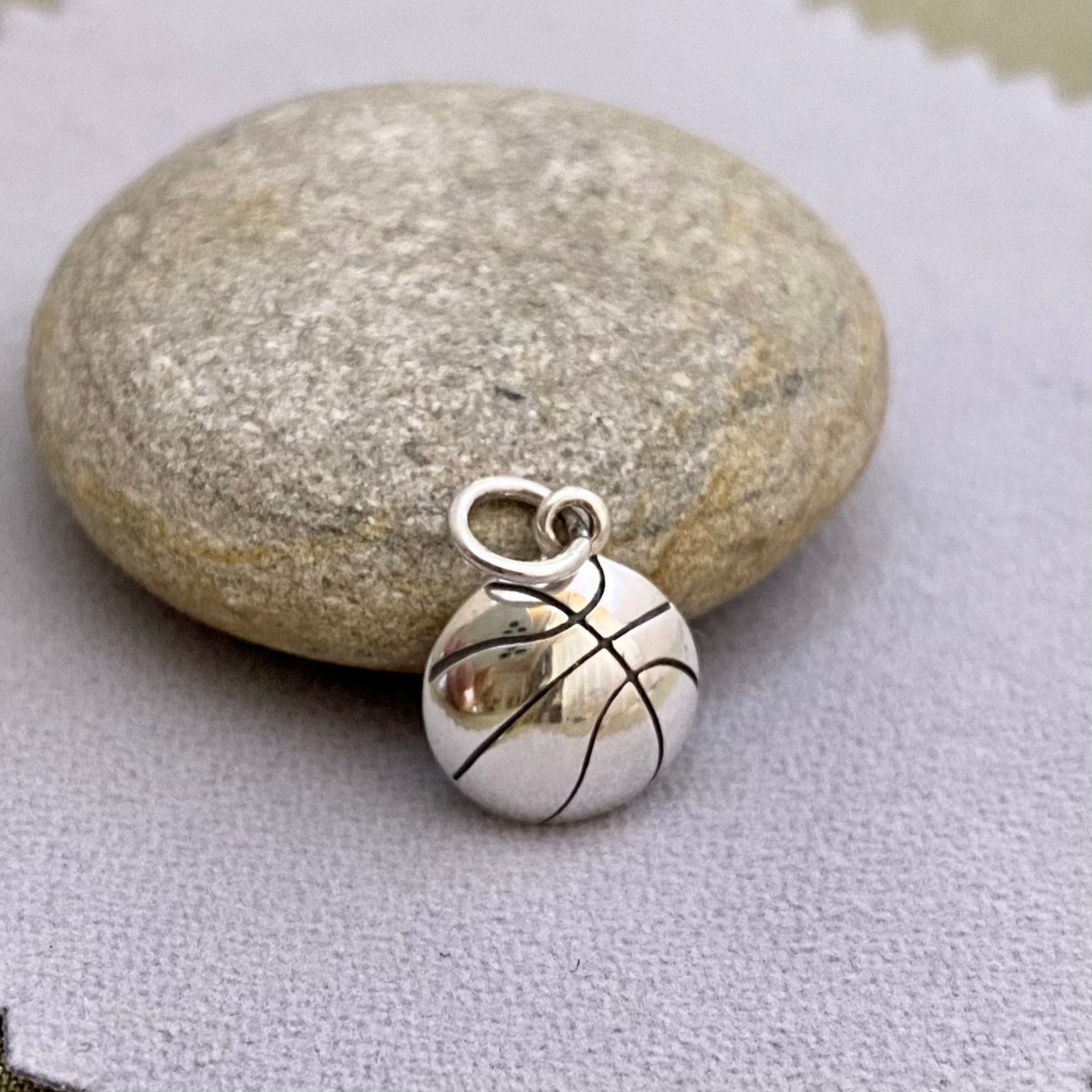 Basketball Charm 10mm Sterling Silver Ball Sports Charm Etsy