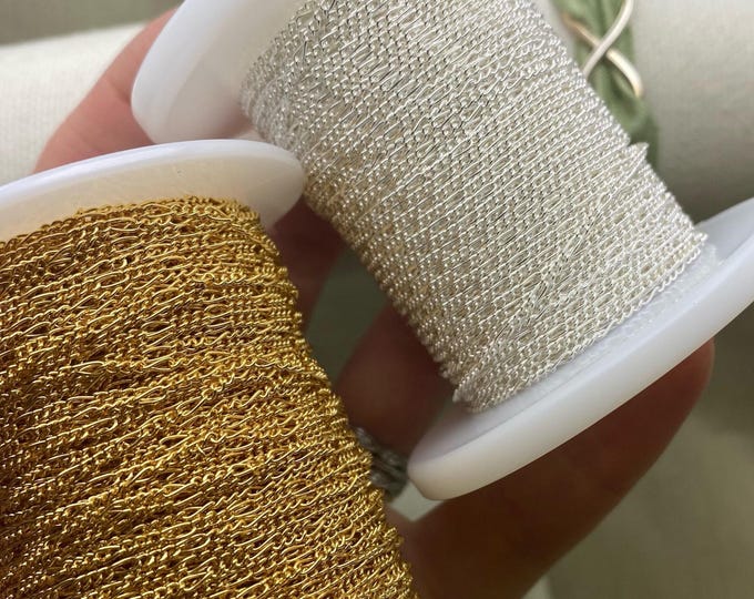 Figaro Chain 1.5mm - Chain by the Foot - Sterling Silver or Gold Filled Figaro Chain 3 + 1 - Classic Chain Permanent Jewelry Supply - USA C5