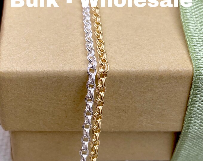 Double Cable Chain 14kt Gold Filled or Sterling Silver 1.8 mm Round Cable Chain by the Foot - Unique Permanent Jewelry Chain - USA C17