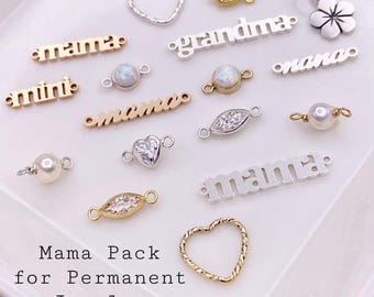 Mama Pack Permanent Schmuck Connector Charms - Set für Armbänder Halsketten - 14kt Gold Filled 925 Sterling Silber - Thema Muttertag - S11