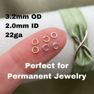 Set of 50 x Tiny Jumpring 22ga 3.2mm Open Sterling Silver or 14kt Gold-Filled For Permanent Jewelry Wholesale Jewelry Supply USA made imagem 9