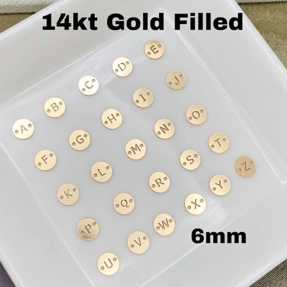 Round Letter Connectors - 6mm 14kt Gold Filled Alphabet Connectors for Bracelet - Initial Charm - Permanent Jewelry Supplies Wholesale L33