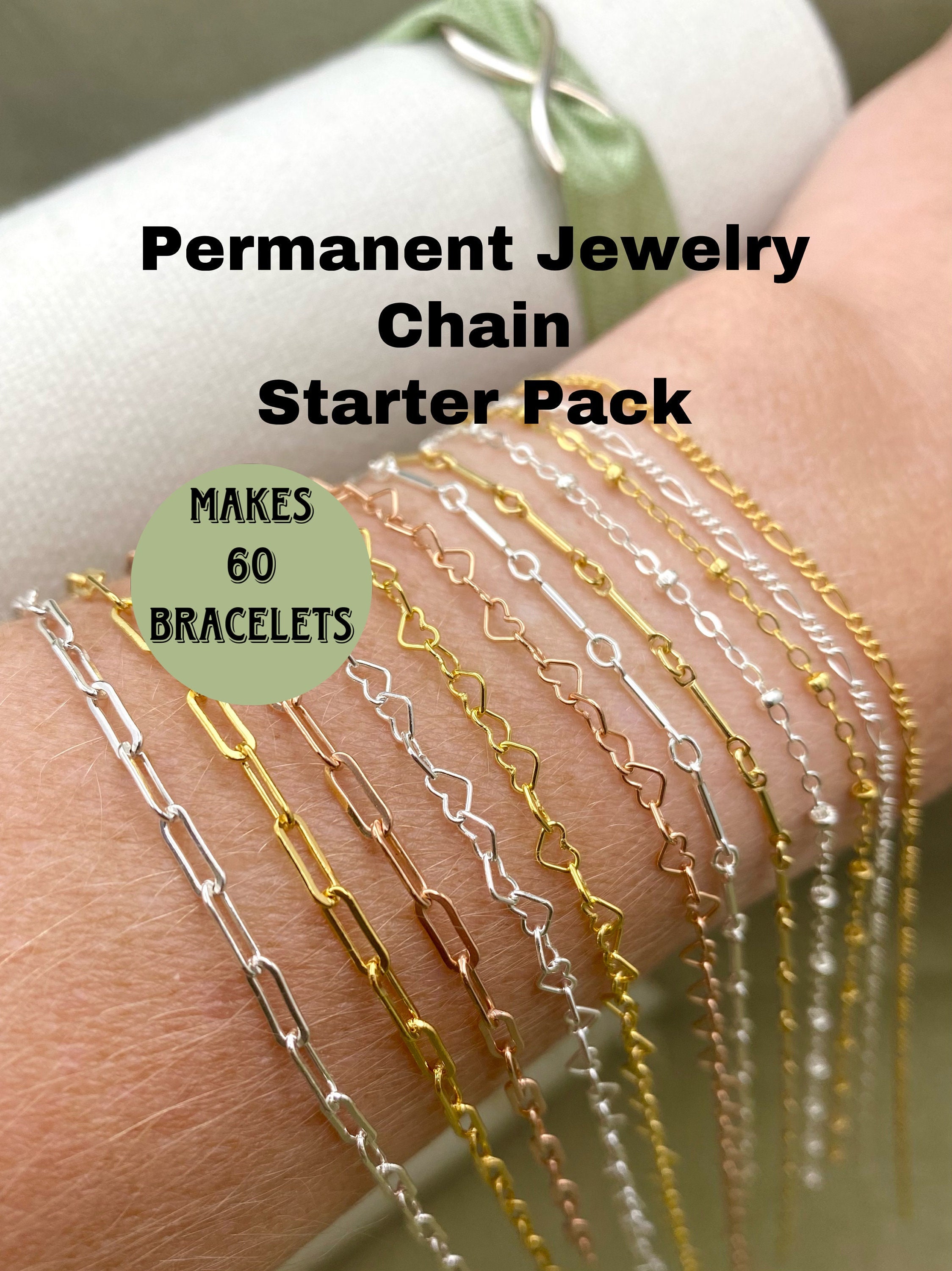 Permanent Jewelry Chain Starter Pack the CLASSIC Kit 12 Chains for Welding  Sterling Silver, 14kt Gold Filled, 14kt Rose Gold Filled 
