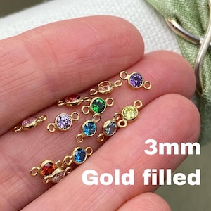 3 mm 14kt Gold gefüllte Birthstone VERBINDER - Sie wählen Mix & Match - Top-Qualität AAA Cz Lünette - Massenschmuck Versorgung - USA B1