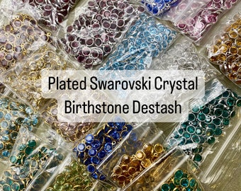 Plated Birthstone DESTASH sale - Swarovski Crystals Great for Charm Bars - Plated Silver and Plated Gold Jumpring not included - Final Sale