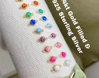 Set of 18 x Colorful Opal 14kt Gold Filled & Sterling Silver Synthetic Opal CONNECTORS 4mm - Bulk Permanent Jewelry Starter Ket - USA S4