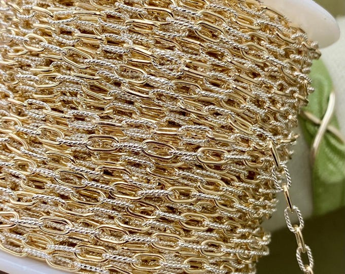 Mixed Metal Paperclip 3.15mm - Chain by the Foot - 14kt gold filled & 925 sterling silver Mixed Metal Chain for Permanent Jewelry - C32