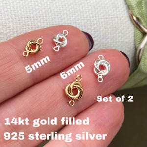 Set of 2 x 14Kt Gold Filled or Sterling Silver Love Knot Connectors - Trinity Link for Bracelet or Necklace Permanent Jewelry Supply F14 F15