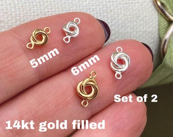 Set of 2 x 14Kt Gold Filled or Sterling Silver Love Knot Connectors - Trinity Link for Bracelet or Necklace Permanent Jewelry Supply F14 F15
