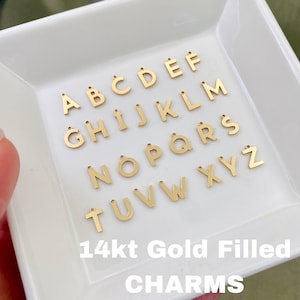 Carta CHARMS - 6 mm 14kt ouro preenchido alfabeto inicial pingente gotas - colar de pingente - atacado suprimentos de joias permanentes F40
