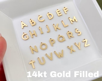 Letter CHARMS - 6mm 14kt Gold Filled Alphabet Initial Charm Drops - Charm Necklace - Wholesale Permanent Jewelry Supplies F40