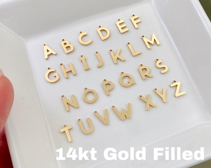 Letter CHARMS - 6mm 14kt Gold Filled Alphabet Initial Charm Drops - Charm Necklace - Wholesale Permanent Jewelry Supplies F40