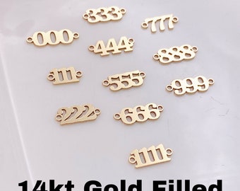 Angel Number Connectors - 4mm 14kt Gold Filled Angel Number for Bracelet - 1111 Number Link for Chain - Wholesale Bulk Permanent Jewelry