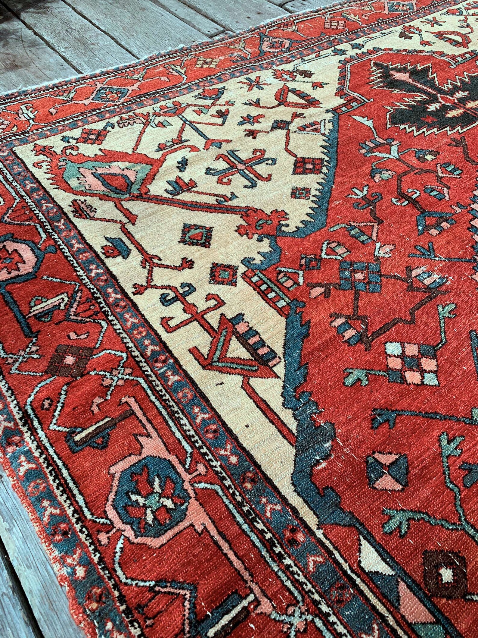 Antique Persian Rug 101x1110 Geometric Tribal Colorful Art Etsy