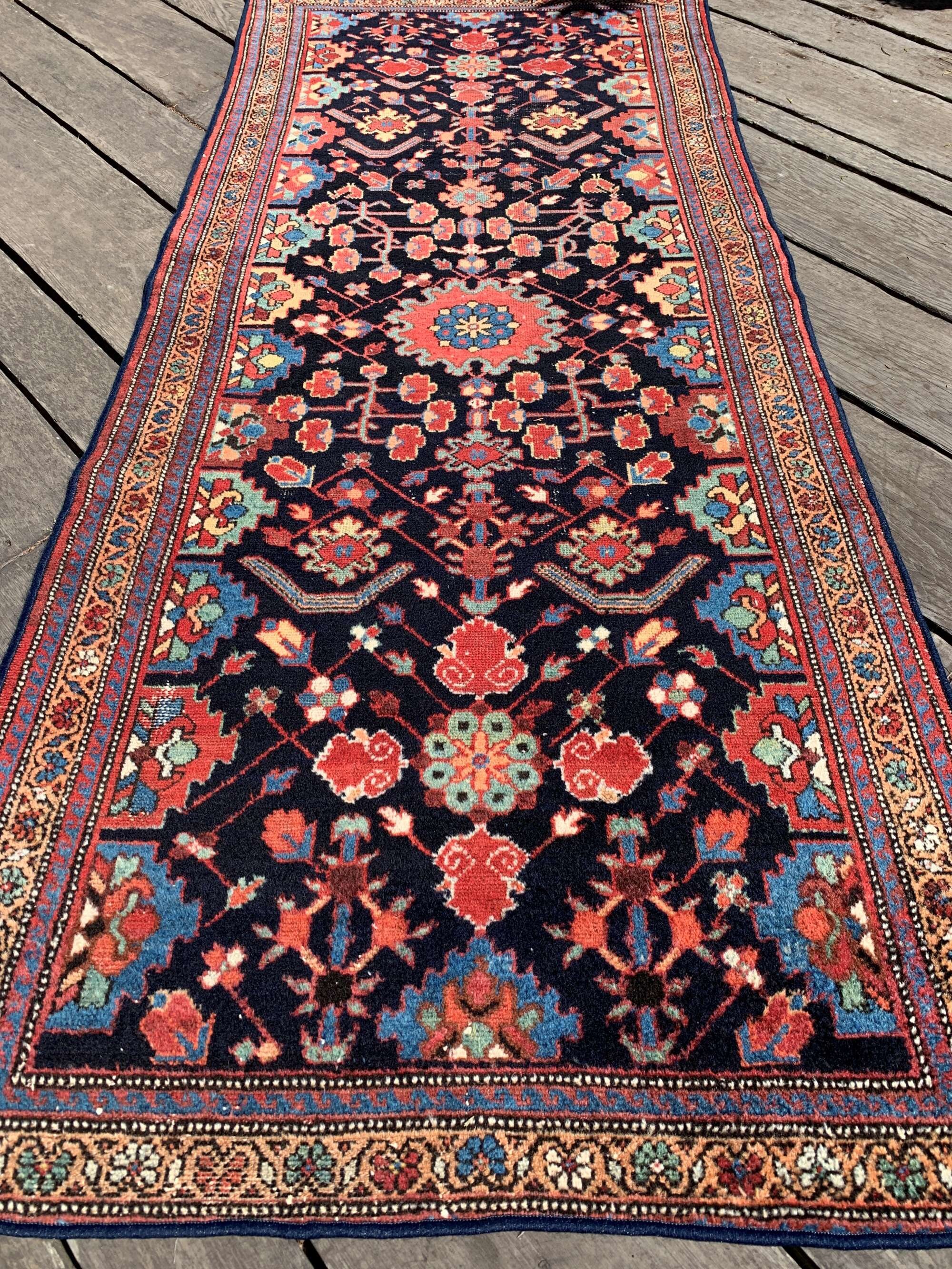 Blue Persian Tribal Runner Rug 3'8x8'9 Etsy