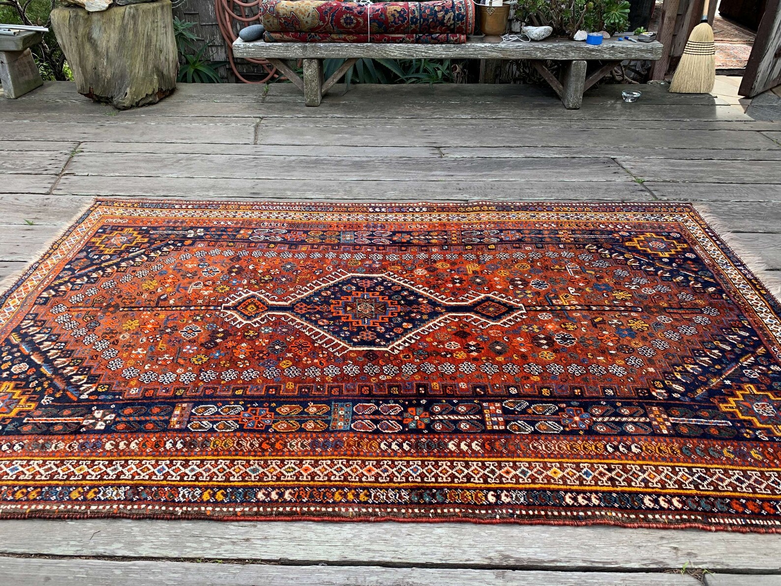 Burnt Orange Persian Rug 5'5x9' Shiraz Tribal Etsy