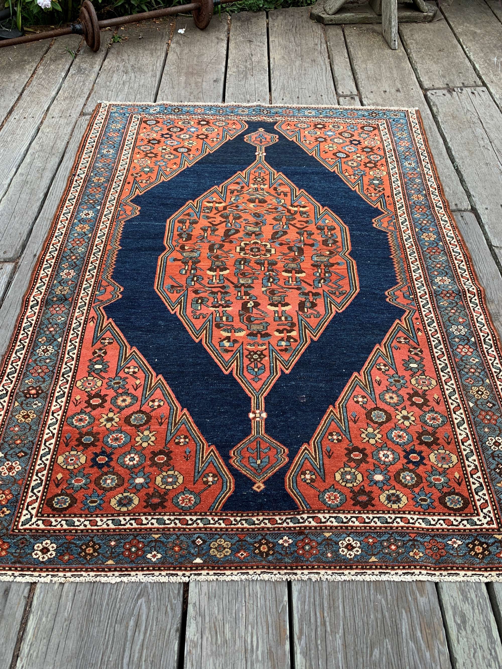 Persian Rug 4'5x6'2 Blue and Terracotta Etsy