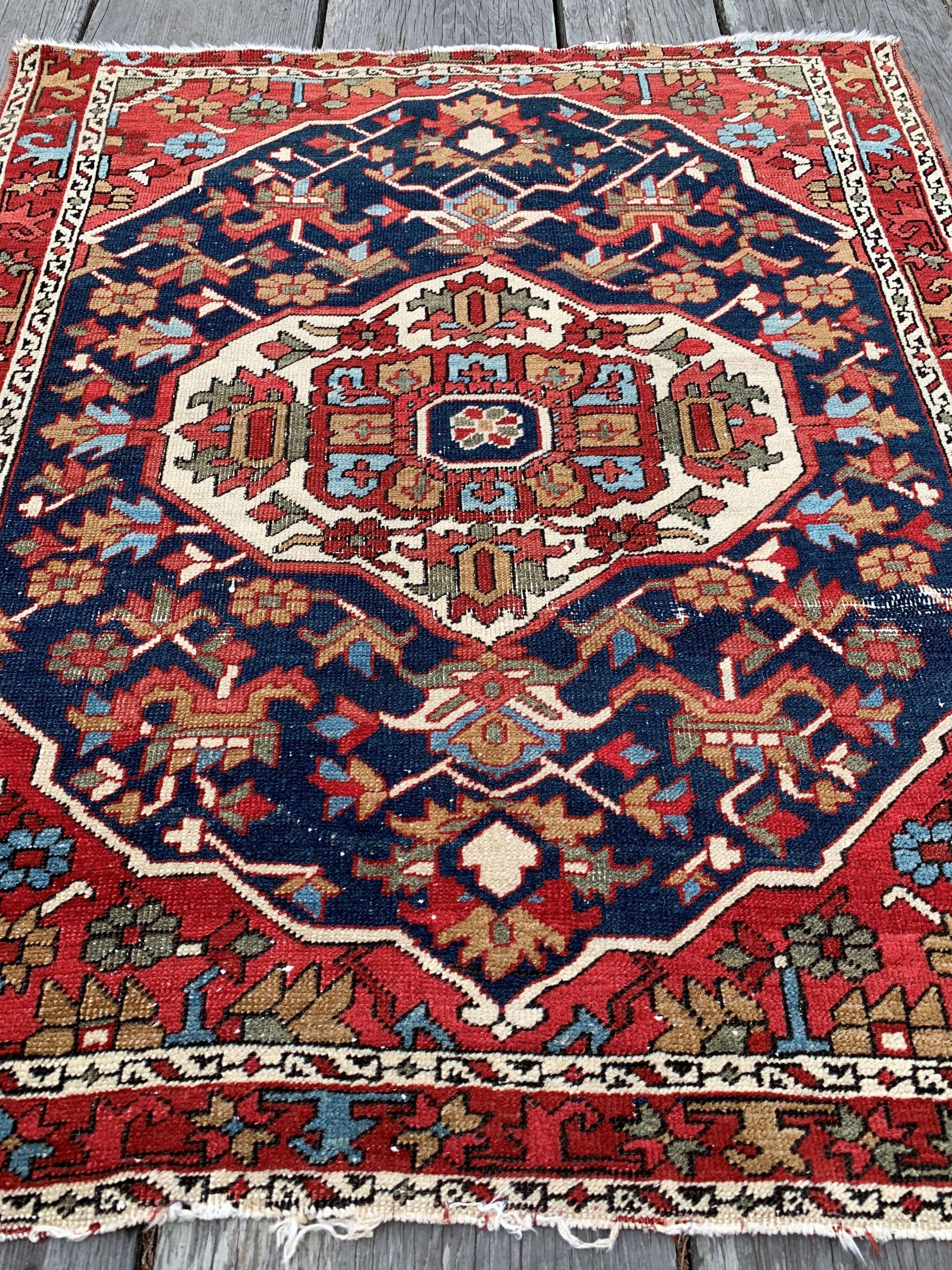 Antique Persian Rug 3'6x4' Colorful Geometric Etsy