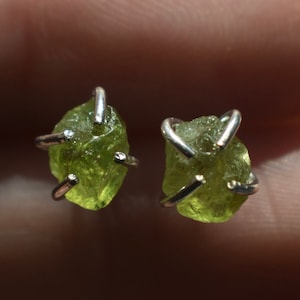 Raw moldavite earrings, natural green moldavite earrings, moldavite stud earrings, genuine moldavite earrings, rough moldavite earrings