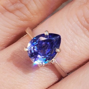 Limited Supply Tanzanite engagement ring, teardrop pear solitaire engagement ring, LS tanzanite engagement rings, tanzanite solitaire ring