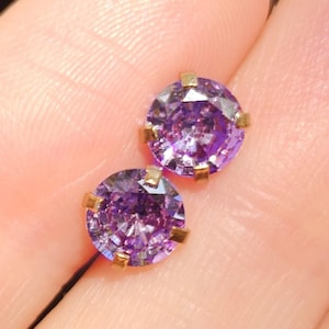 Bright Amethyst Earrings, natural amethyst, flatback amethyst earrings, flatback purple gemstone studs, flatback screwback gemstone studs
