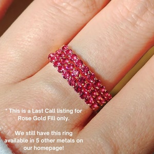 Ruby Half Eternity Band, 14K Rose Gold Fill Ring - Last Call
