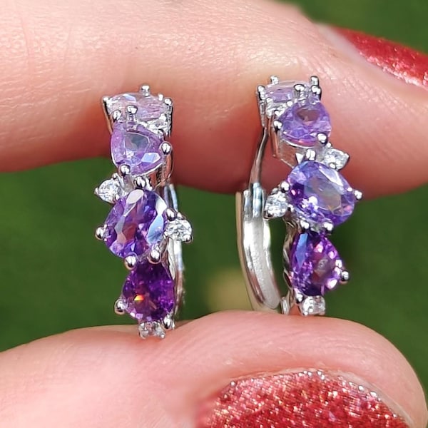 Purple Gold Helmet Earring