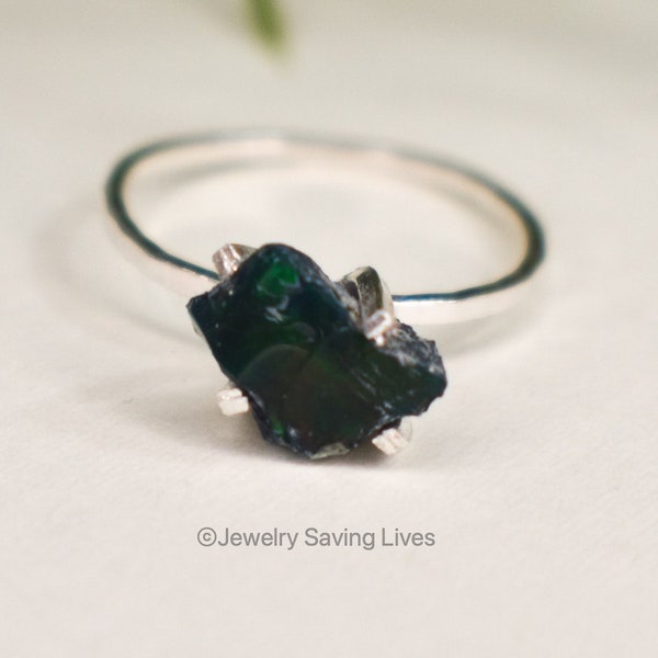 Black Natural Opal ring, black opal ring, black opal jewelry, raw opal ring, unique black opal ring, natural opal, colorful black opal