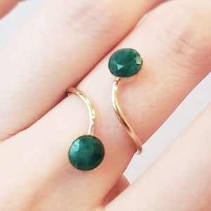Emerald and emerald ring, double stone ring, 6mm emerald ring, birthstone ring, May birthstone, double emerald ring, dainty emerald ring