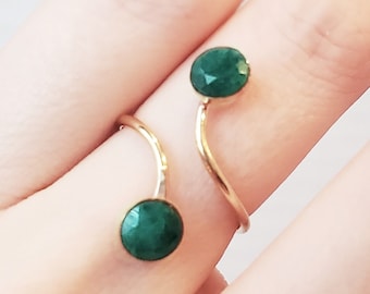 Emerald and emerald ring, double stone ring, 6mm emerald ring, birthstone ring, May birthstone, double emerald ring, dainty emerald ring