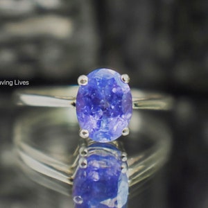 Bright Tanzanite Solitaire Ring, Natural Tanzanite Ring, Brilliant Purple Tanzanite Ring, Genuine Tanzanite Engagement Ring, Dark Tanzanite