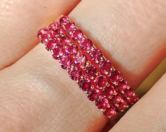Ruby Eternity Band, Ruby ring, Ruby half eternity band, Red Ruby gemstone engagement wedding band, July birthstone ring, ruby ring