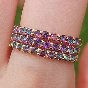 Alexandrite Half Eternity Band, June birthstone half eternity band, color changing alexandrite ring, natural alexandrite eternity band ring