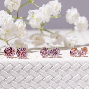 Bright Pink Tourmaline Earring, natural tourmaline, flatback tourmaline earring, flatback pink gemstone stud, flatback screwback gemstone