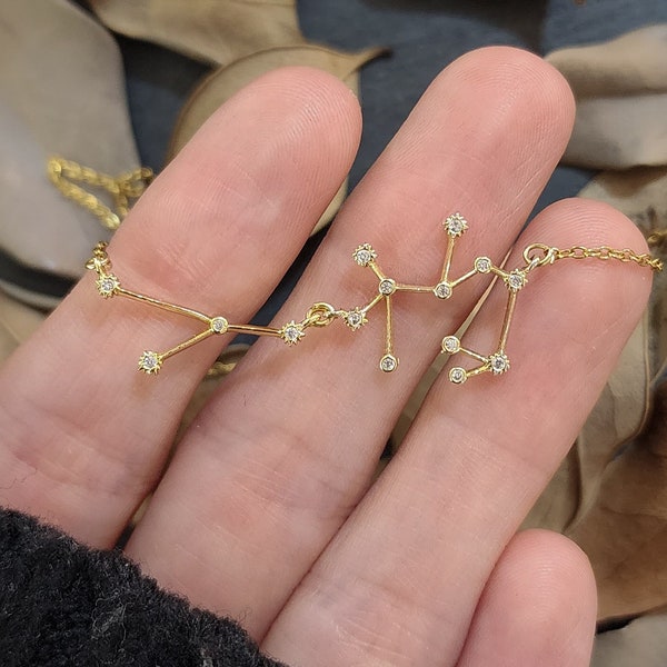 Constellation Family Tree Necklace, Gift for her astrology star necklace, unique holiday gift for her, gold necklace gift, Constellation