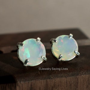 Welo Opal Earring, Natural AAA opal earring, opal earring, Genuine white opal ring, natural Ethiopian opal ring, colorful opal earring,