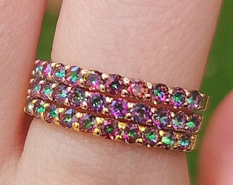 Alexandrite Half Eternity Band, June birthstone half eternity band, color changing alexandrite ring, natural alexandrite eternity band ring