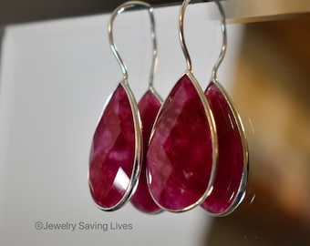 Grandi orecchini pendenti a goccia con rubino, orecchini con rubino rosso scuro a forma di pera in oro, orecchini pendenti a goccia con rubino in argento, oro, oro rosa,