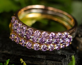 Amethyst Eternity Band, Amethyst ring, natural amethyst half eternity band, purple gemstone amethyst engagement wedding band, purple ring