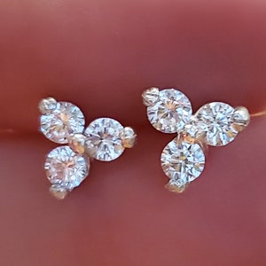 Unique white sapphire earrings, natural round sapphire studs, white sapphire unique earrings, genuine small sapphire studs, white studs