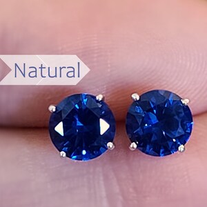 Sapphire Stud Earrings Radiant Deep Blue Sapphire Studs Flatback