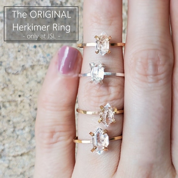 Raw diamond ring, Clear raw herkimer diamond ring, clear small diamond, natural diamond ring, genuine herkimer diamond ring, herkimer