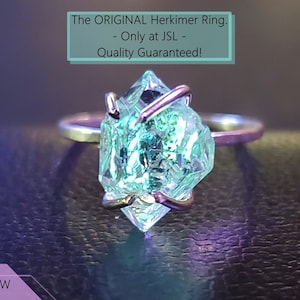 Glowing herkimer rings, glowing raw herkimer diamond ring, unique herkimer ring, vibrant herkimer ring, salt and pepper diamond ring