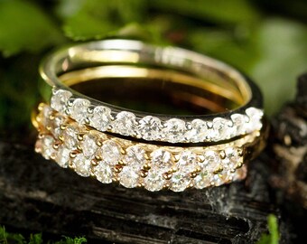 Natürlicher Quarz Eternity Band, Diamant Diamant Ring, halb Edelstein Edelsteine, natürlicher Quarz Diamant Ehering, April Geburtsstein