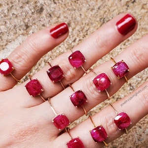 July Birthstone: Natural Ruby Ring, raw ruby ring, genuine ruby gemstone ring, genuine bright ruby ring, unique july birthstone ruby ring