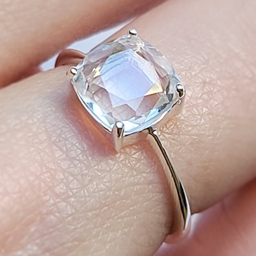 Natural Clear Quartz Ring Quartz Ring Solitaire Stacking Etsy