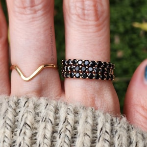 Onyx Eternity Band, natural onyx half eternity band, black gemstone onyx engagement wedding band, half eternity band, black onyx
