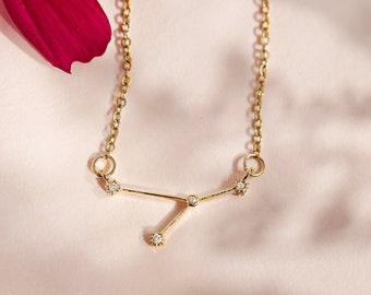 LAST CALL sterrenbeeld ketting, gouden ster ketting, cadeau voor haar astrologie ster ketting, geelgouden ketting sterrenbeeld sterrenbeeld