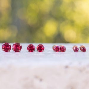 Bright Ruby Earring, natural red ruby, flatback ruby earring, flatback red gemstone stud, flatback screwback gemstone stud
